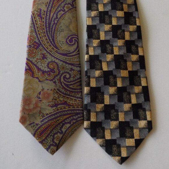 Silk Ties - Lot of 2 - 100% Silk - Paisley Print - Picture 1 of 3